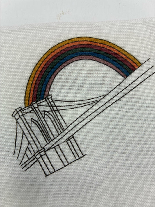 Brooklyn Bridge Cotton Tea Towel with Rainbow