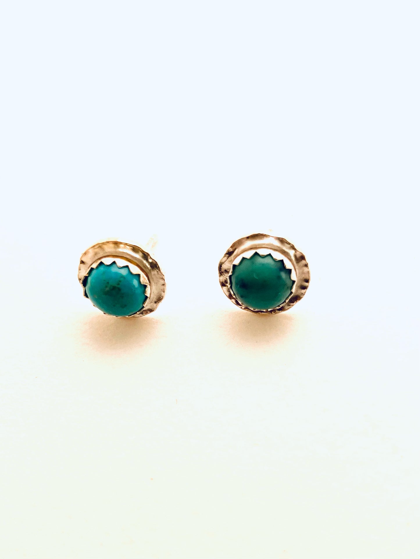 6 mm Silver Disc Studs with Turquoise