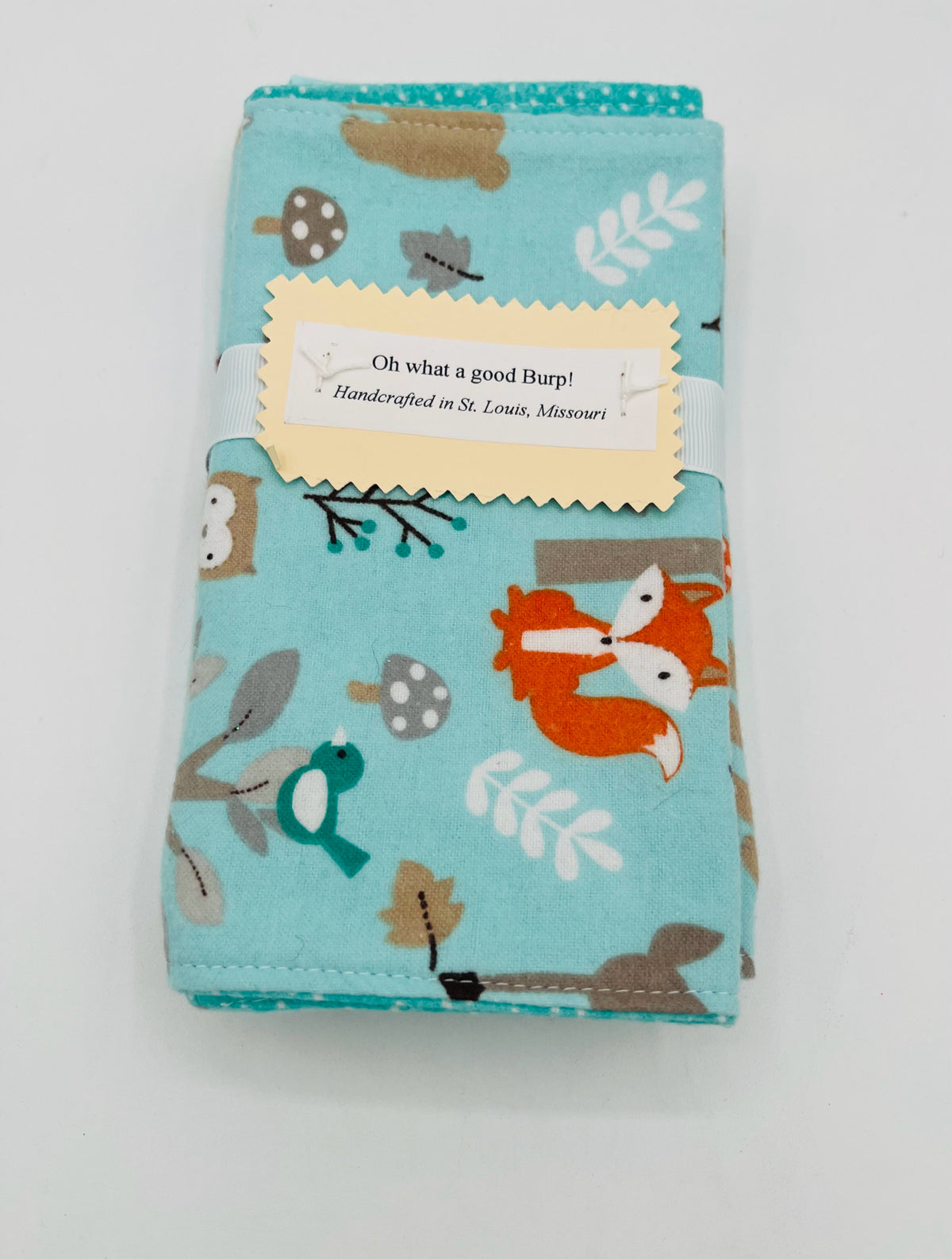 3 Piece Burb Set - Animals on Aqua w/ Aqua & White Dots