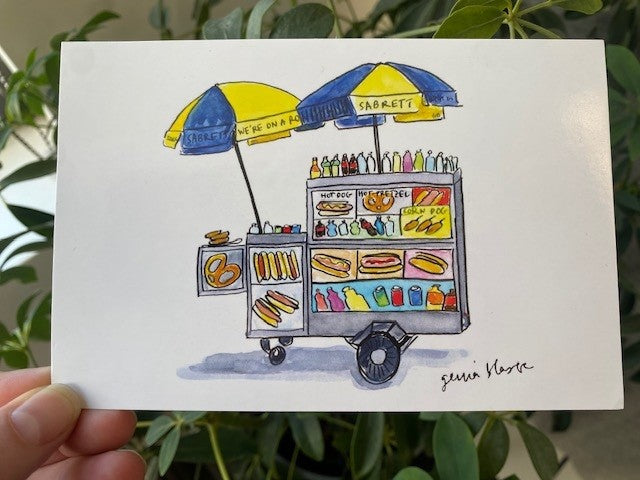 Hot Dog Cart Postcard