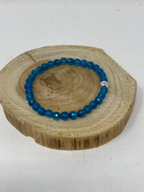 Blue Fire Agate Faceted Bracelet