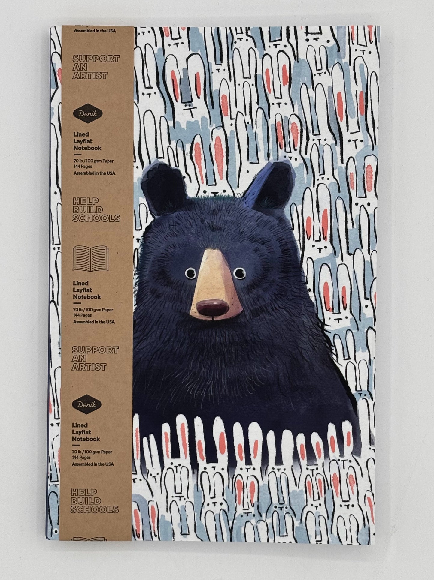 Black Bear & Bunnies Layflat Notebook