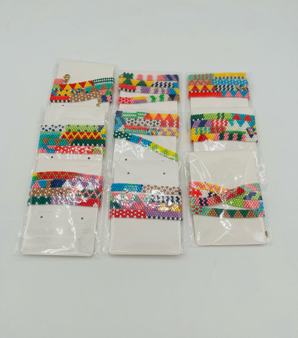 Multi-Colored Seed Bead Flat Wrap Bracelet