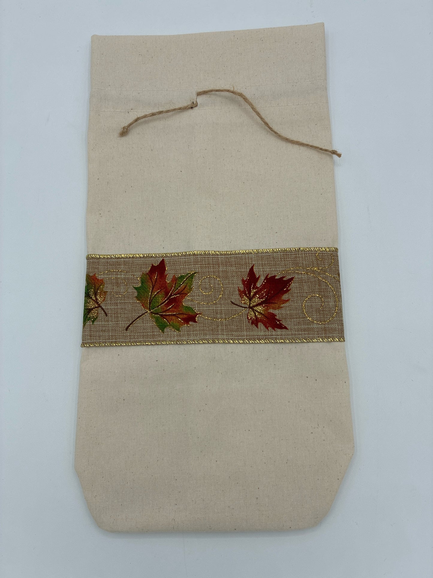 Muslin Gift Bag with Leaf Trim