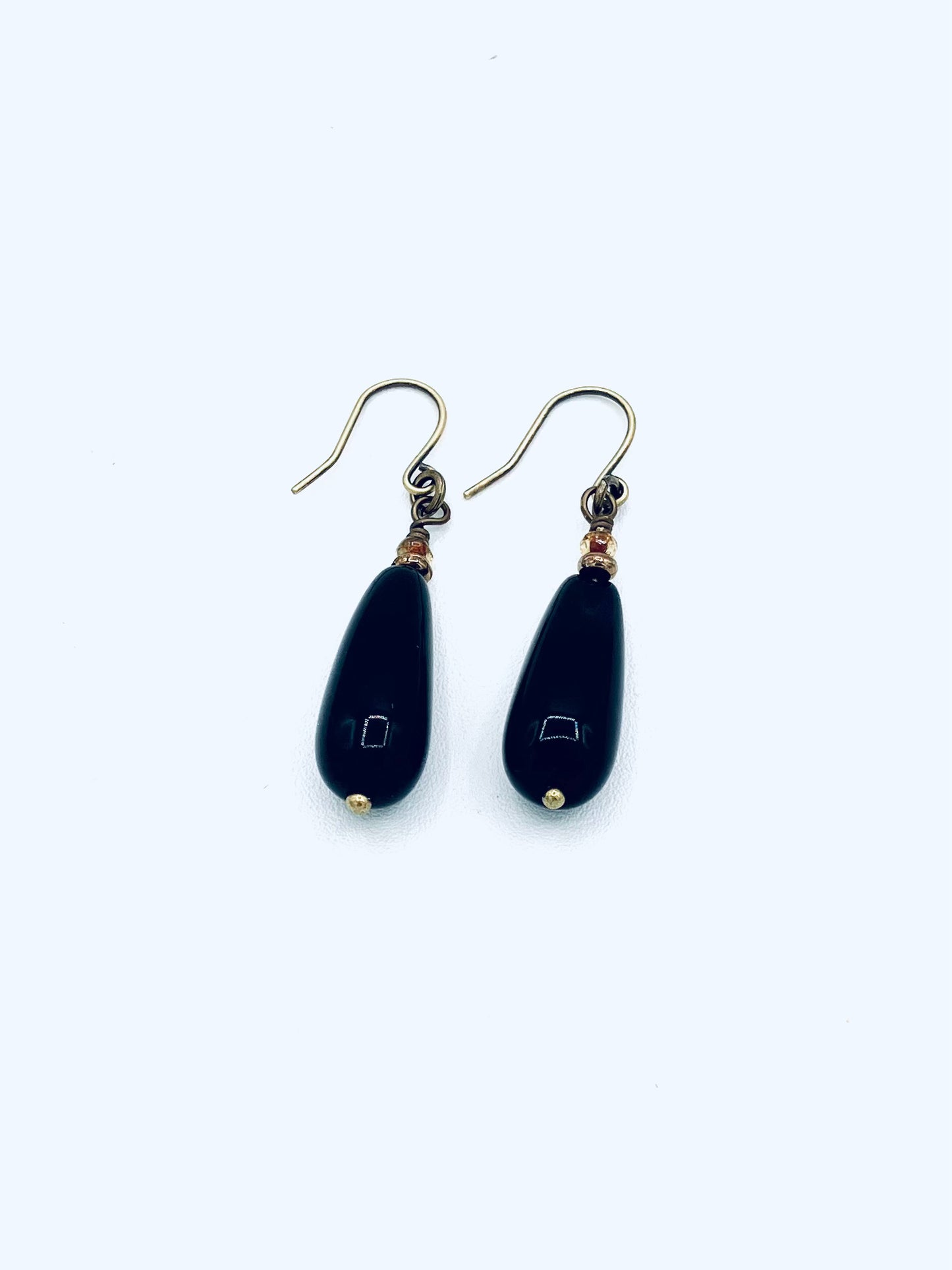 German Glass Earrings, Black Color