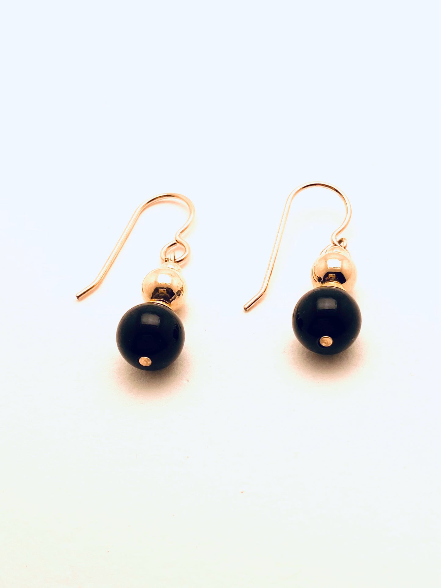 14K Gold Filled Earrings with Black Crystal
