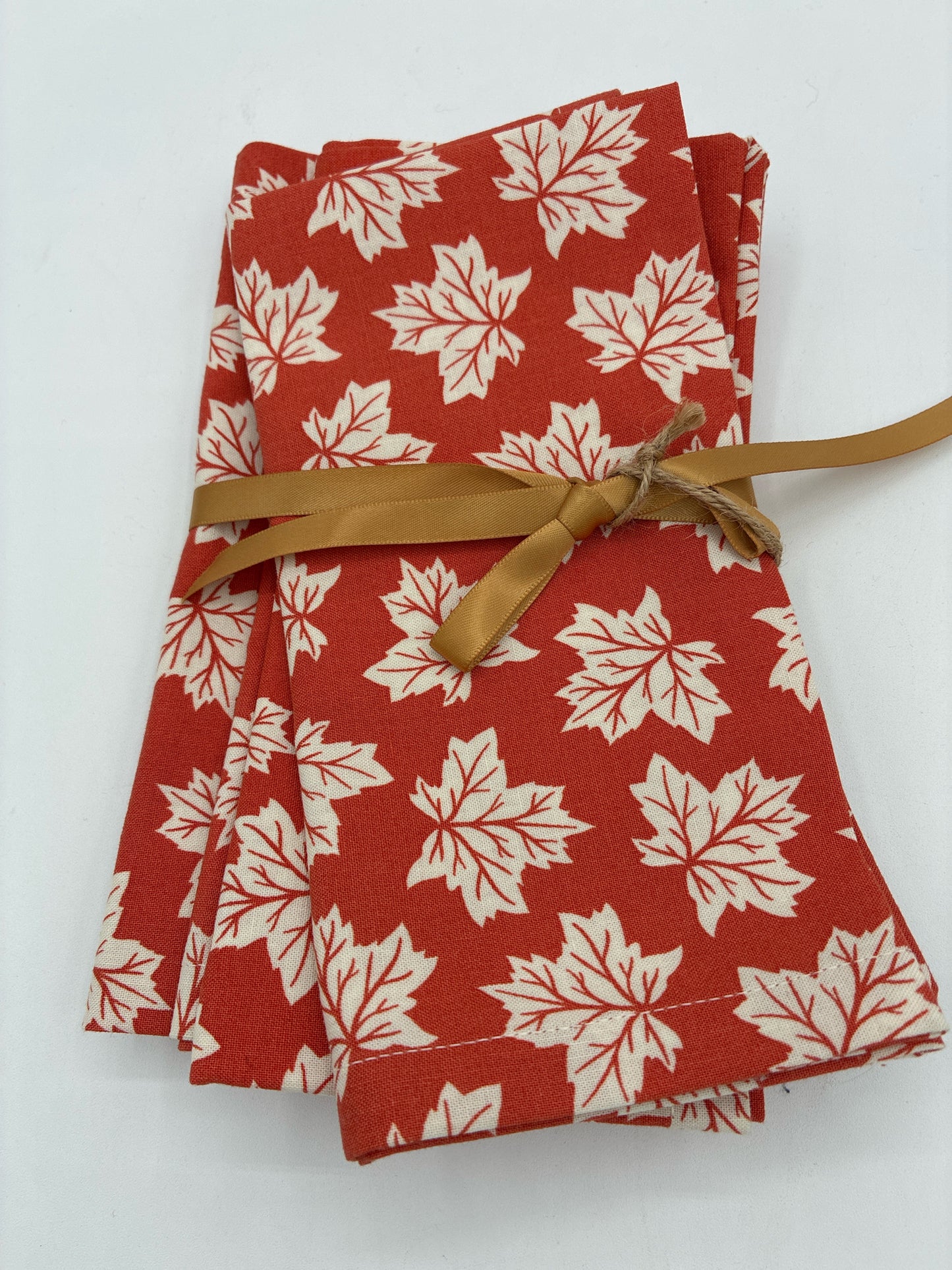 Burnt Orange and Cream Maple Leaf Napkins