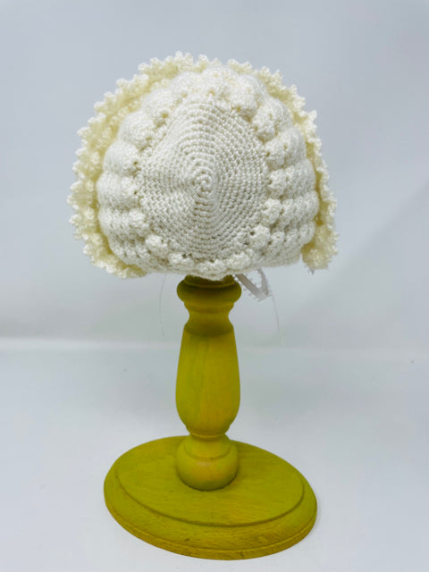 0-3 M Antique White Acrylic Knit Cardigan and Bonnet Set