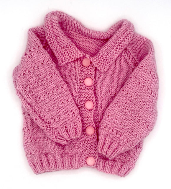 6-12 M Pink Acrylic Knit Cardigan