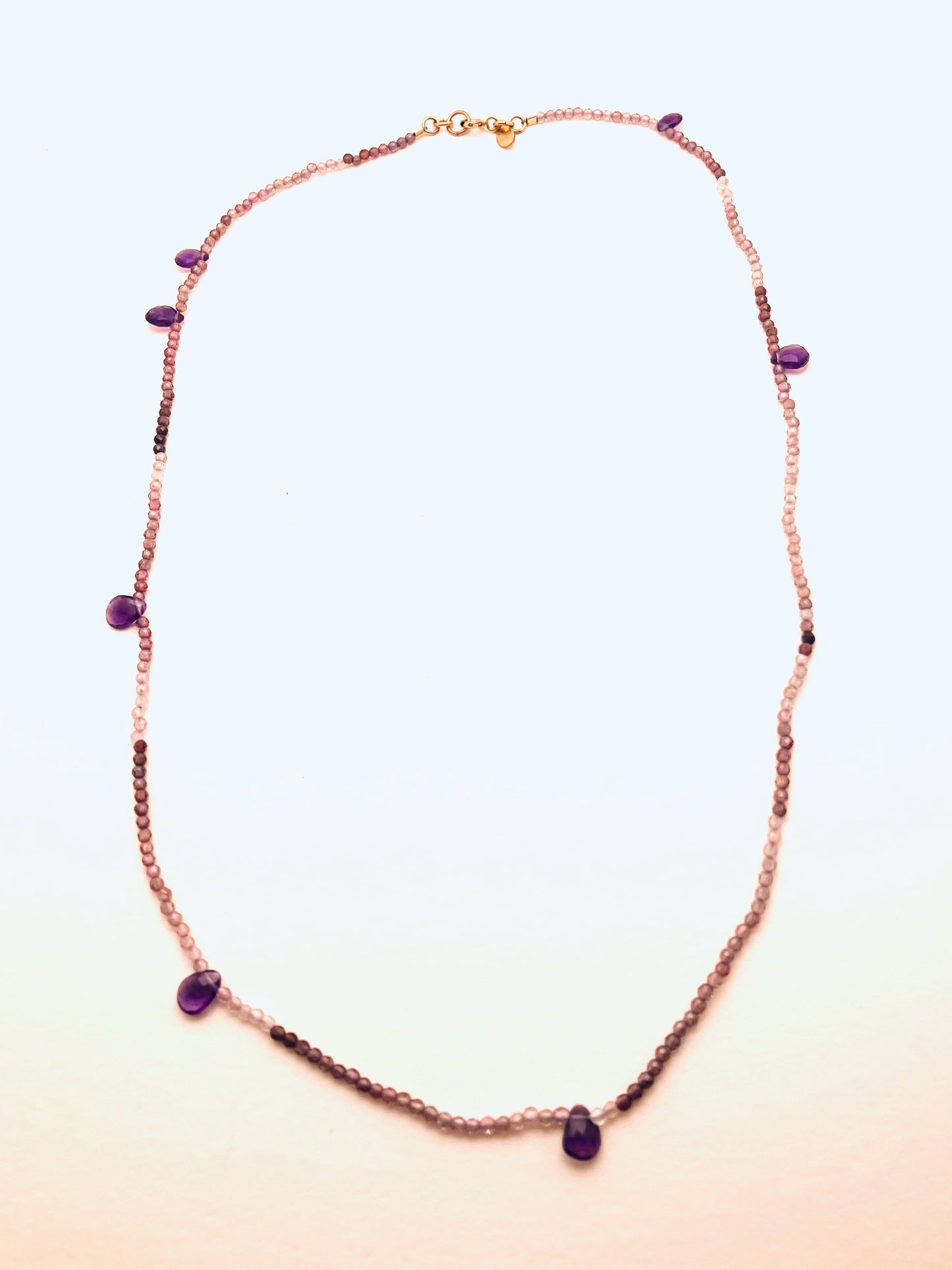 Triple Wrap Bracelet or Single Strand Purple Spinel with Amethyst