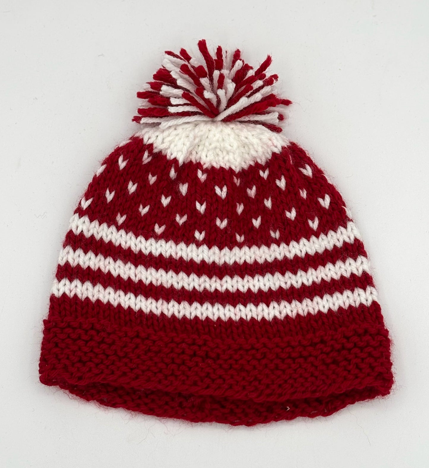 6-12 M Red and White Acrylic Knit Beanie