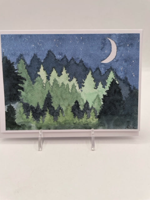 Pines At Night Card