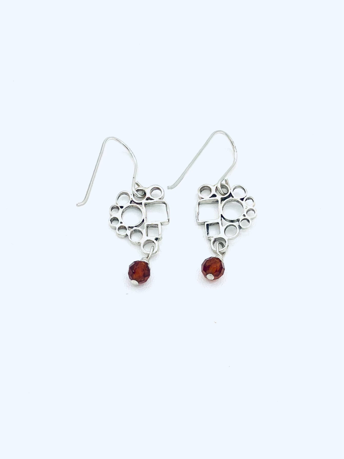 Small Mosaic Hessonite Sterling Earrings