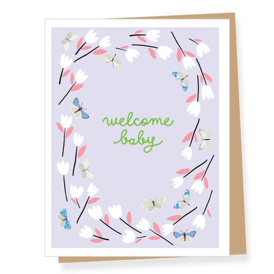 Baby Flowers and Butterflies Card