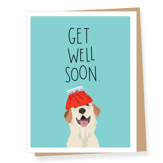Get Well Soon Water Bottle Dog Card