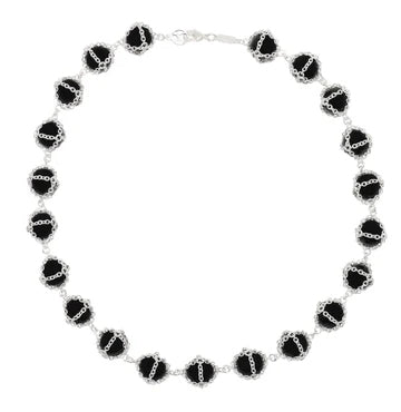 Caged Onyx Sterling Silver Necklace