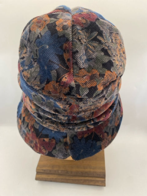 Dark Floral Pattern Cordoroy Hat