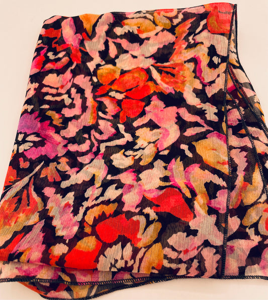 Poly Blk Or Yel PK Floral