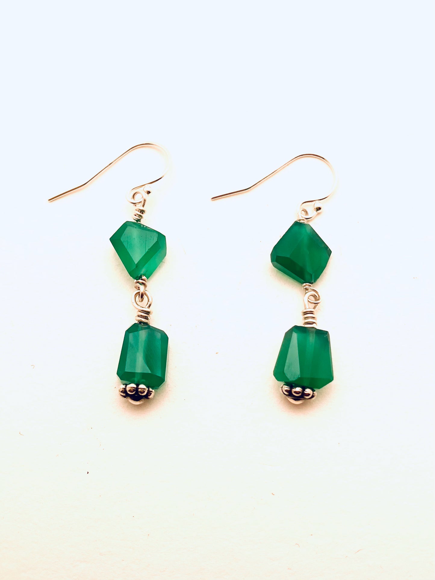 Green Onyx Sterling Drop Earrings