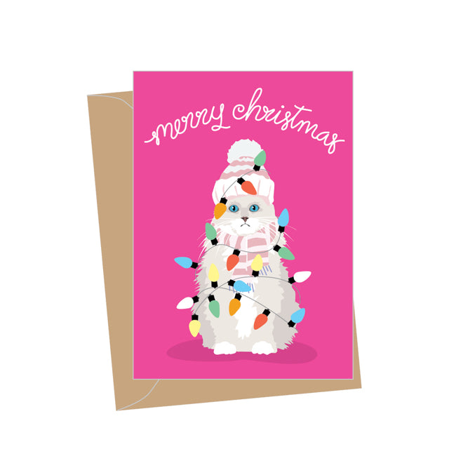 Mini Holiday White Cat Enclosure Cards