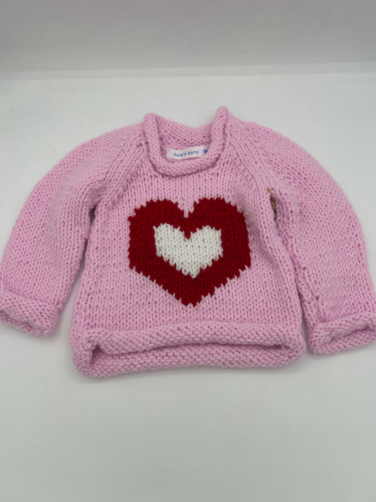 12 M Pink Pullover w/ Red/White Heart