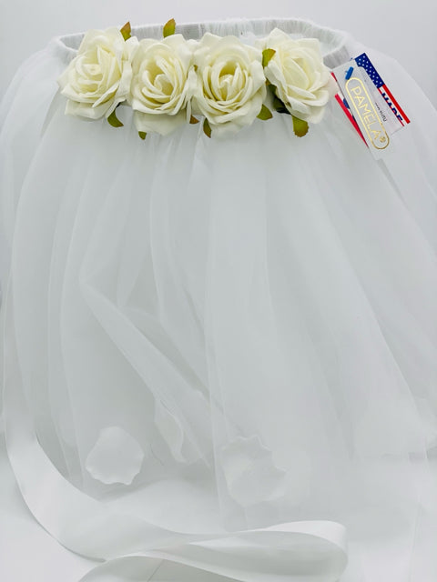 13" White Petals Belted Tutu