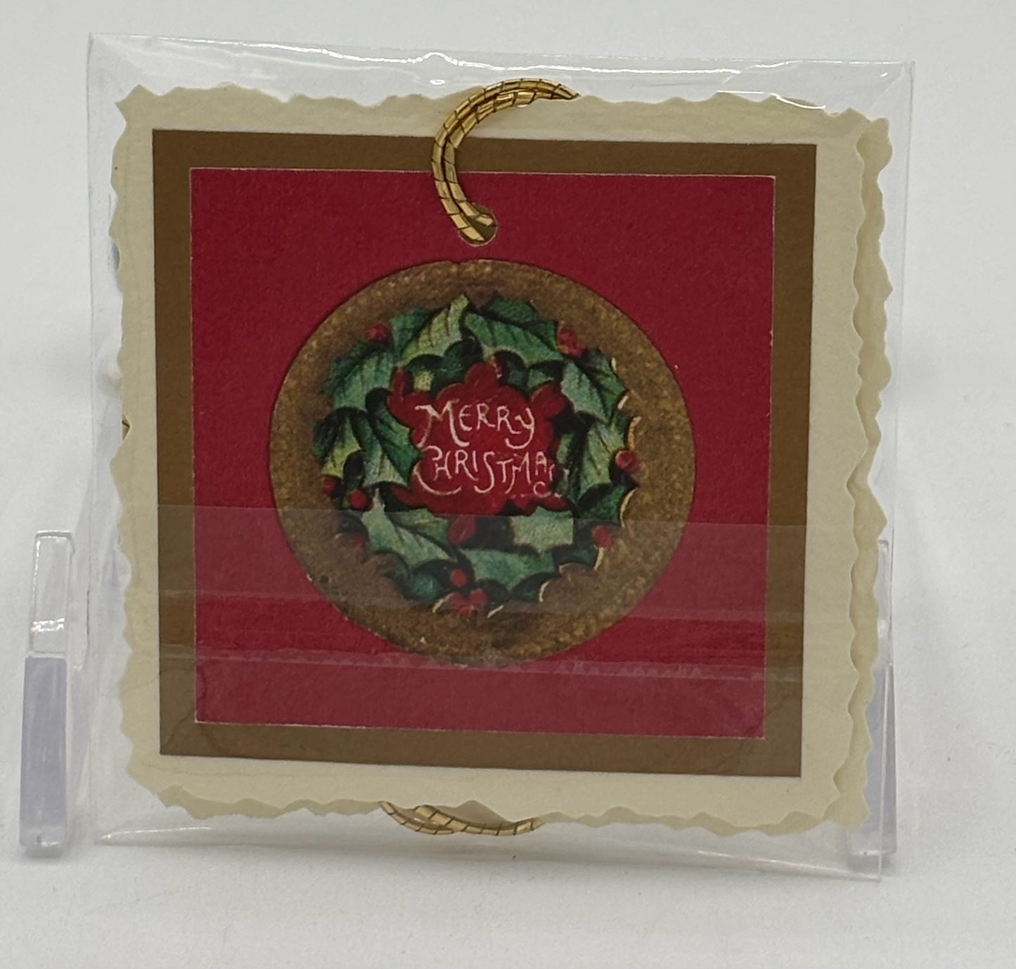 Antique Holly Circle 2-Pack Christmas Tags