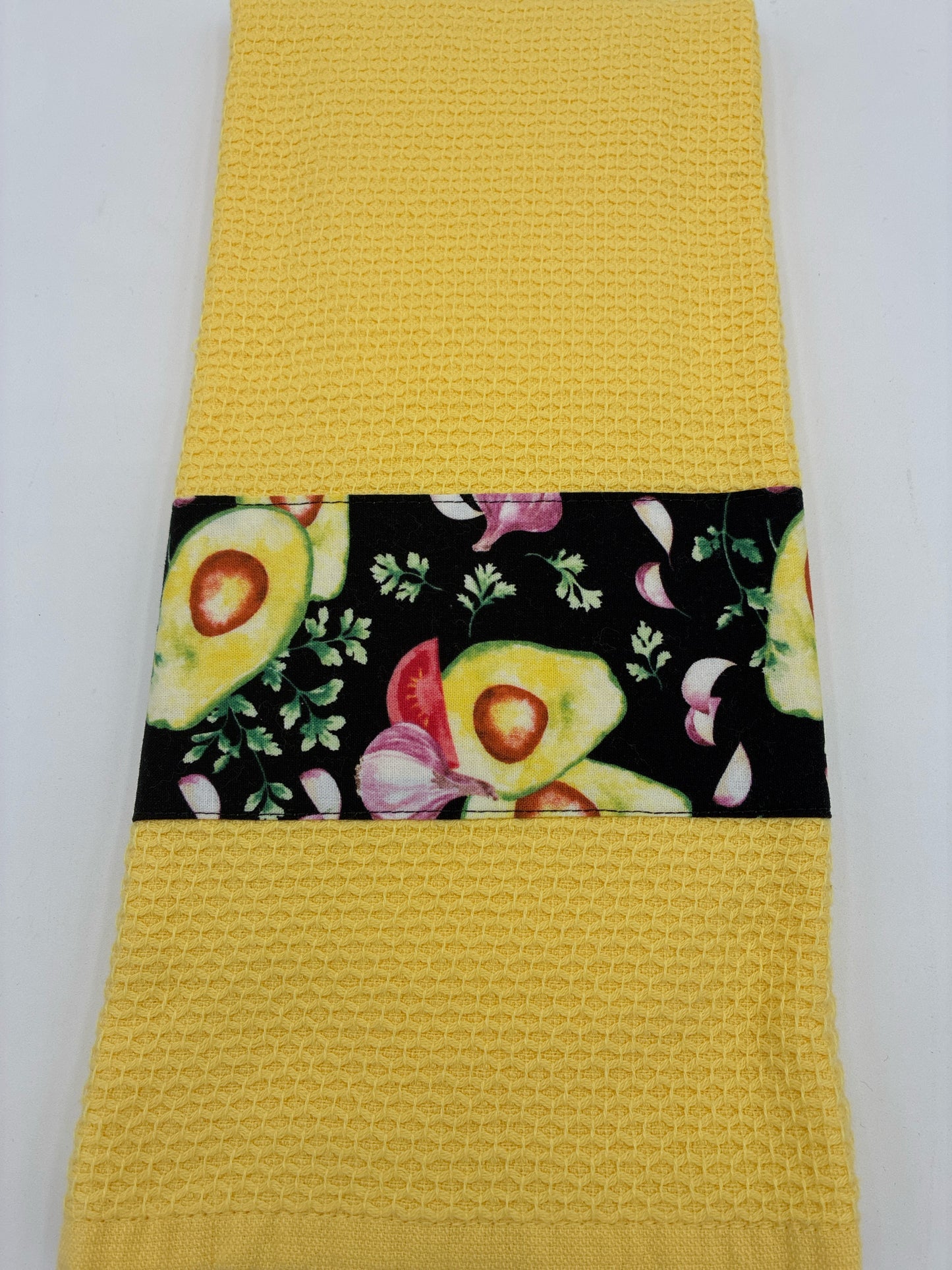 Yellow Towel with Avocado Trim