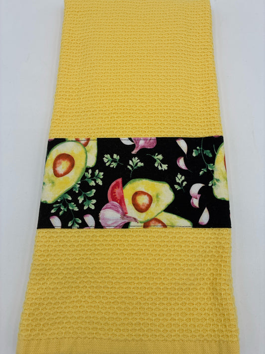 Yellow Towel with Avocado Trim