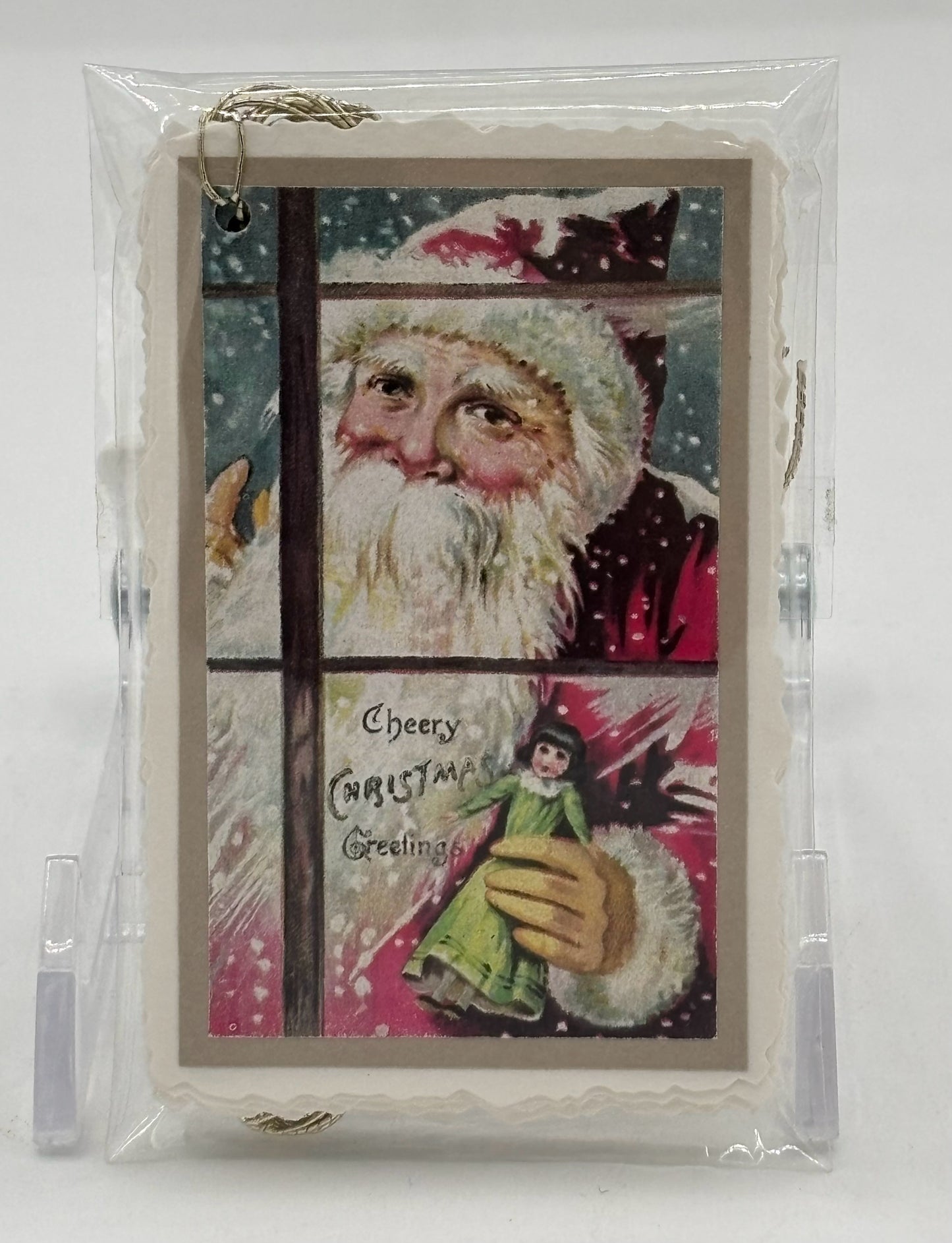 Santa Holds Doll 10-Pack Christmas Tags