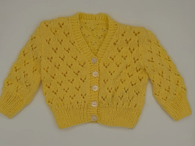 6-12 M Yellow Acrylic Lace Knit Cardigan