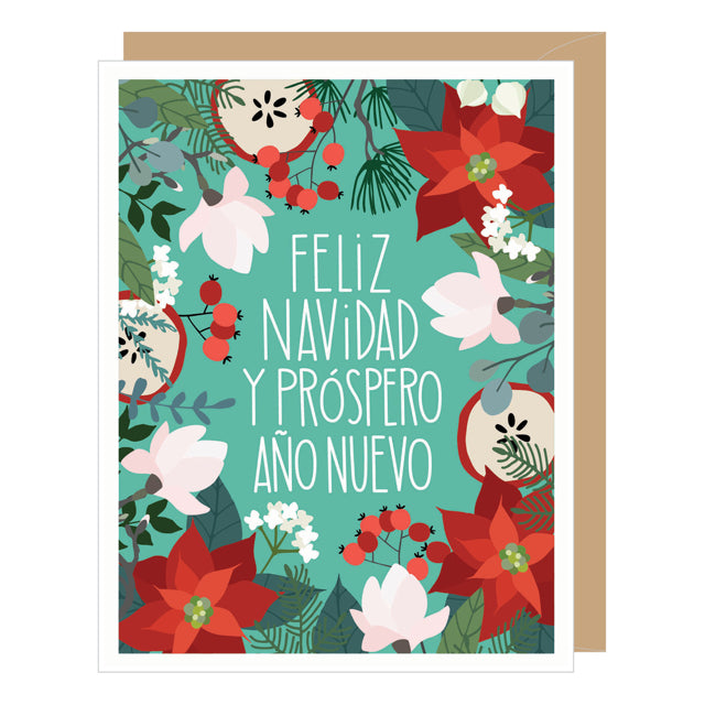 Floral Feliz Navidad Card
