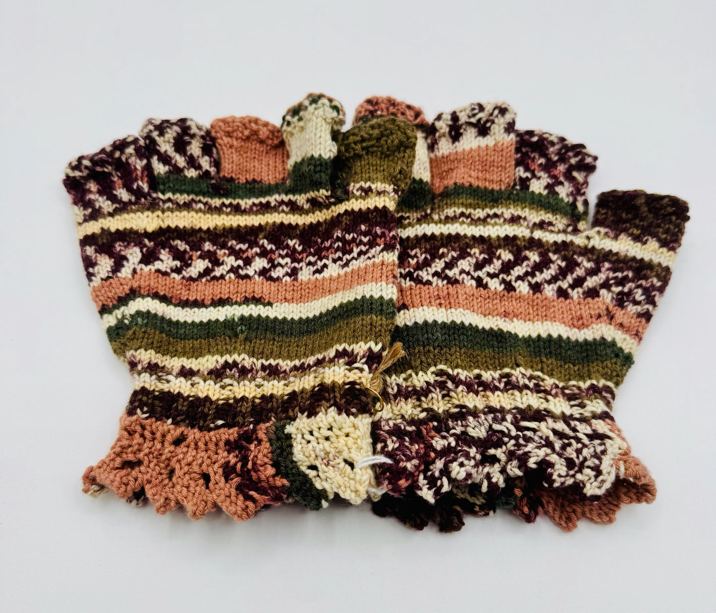 Loden Green Multi S/M Cotton, Polyamid, and Acrylic Blend Fingerless Gloves