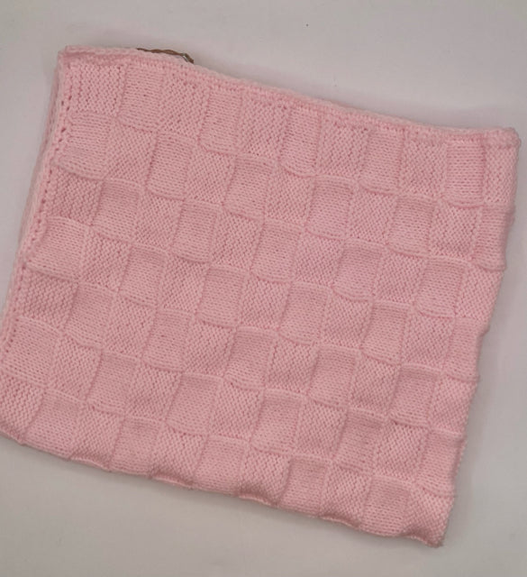 Pink Basketweave Acrylic Knit Receiving Blanket