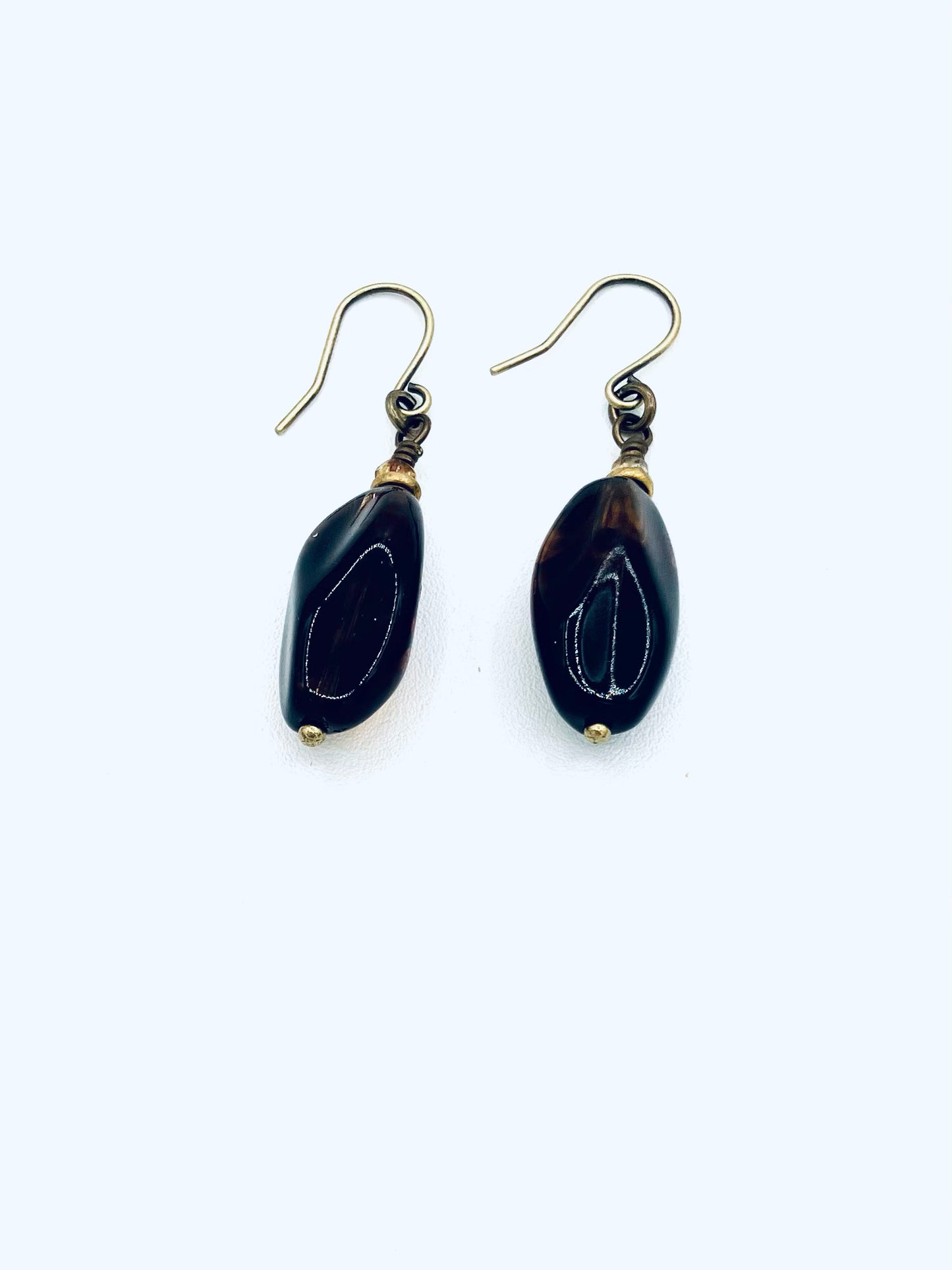German Glass Earrings , Amber Color