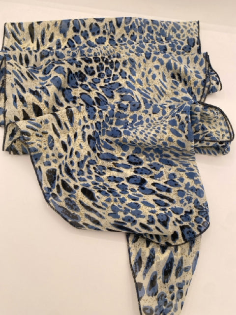 Blue, White & Black Animal Print Scarf