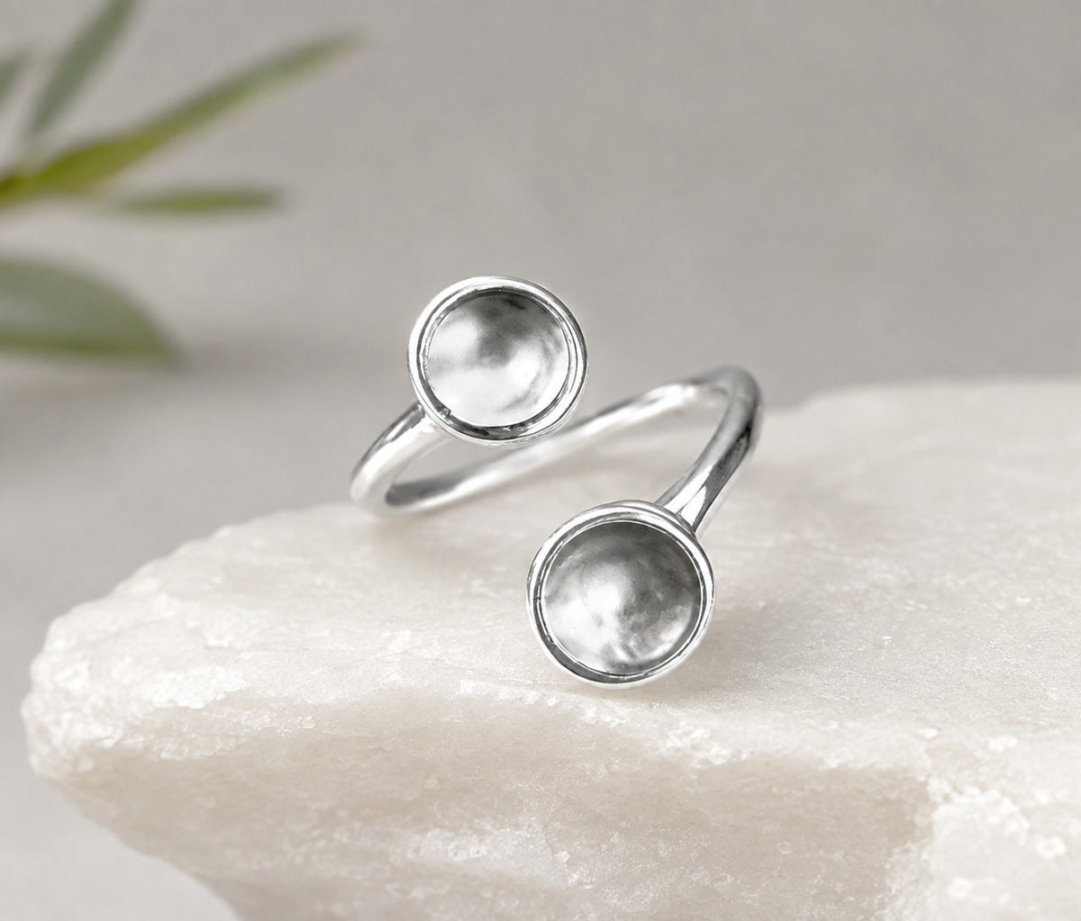 Two Pebble Cups Sterling Ring