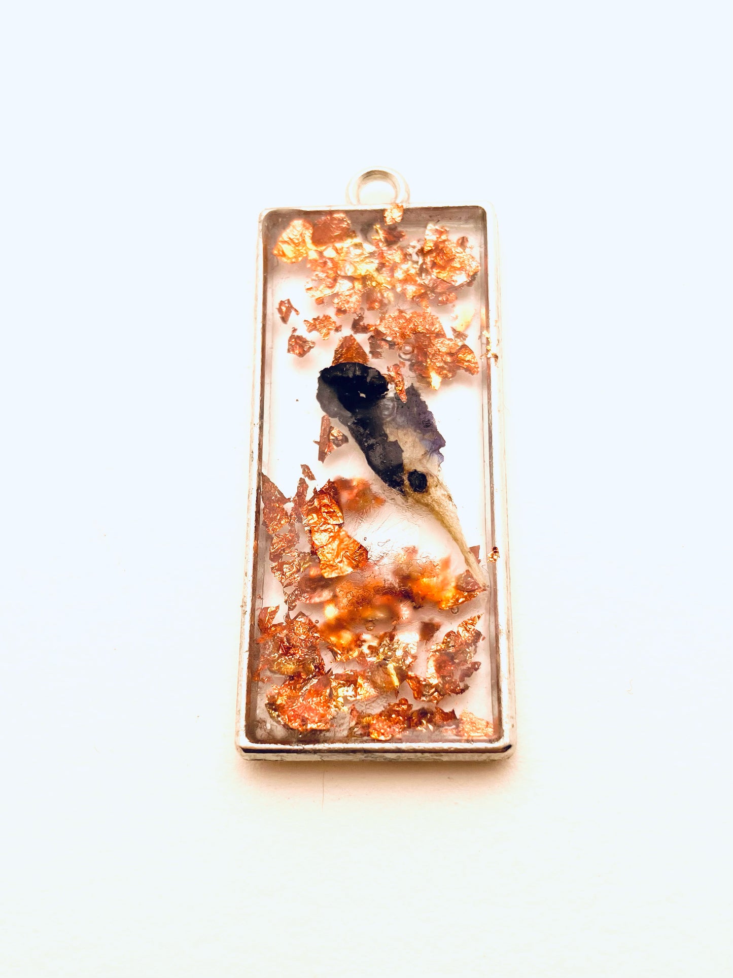 Small Resin Pendant, with Golden Leaves