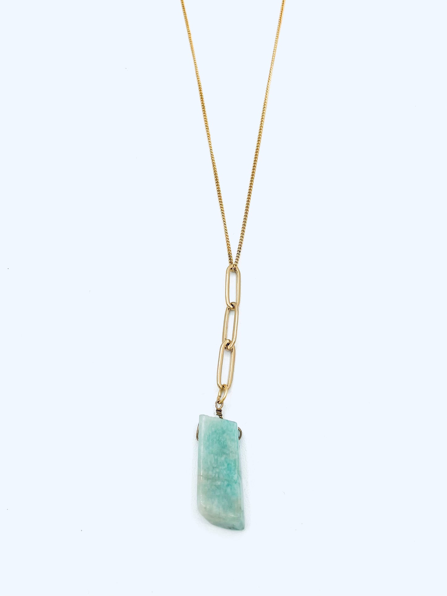 Long Chain with Green Stone Necklace