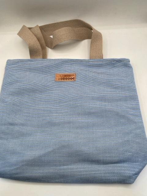 Blue and White Stripes Tote Bag
