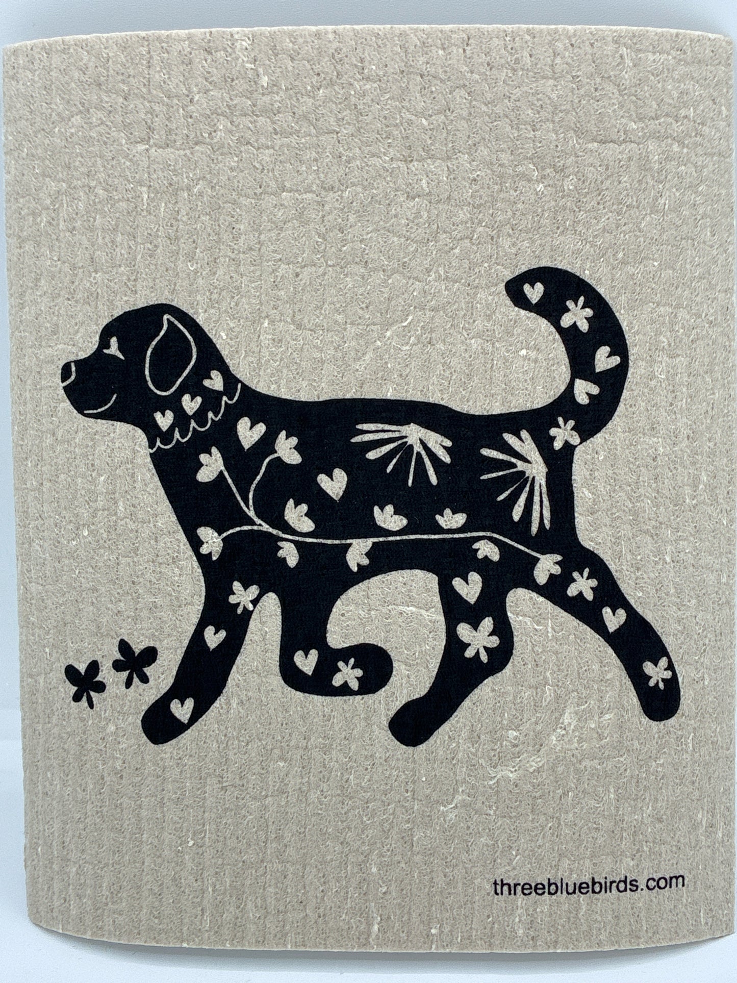 Playful Pups on Sand Swedish Dishcloth