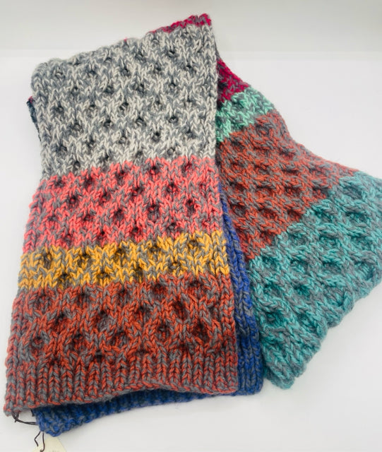Multi Colorblock Wool and Alpaca Cable Knit Sampler Scarf
