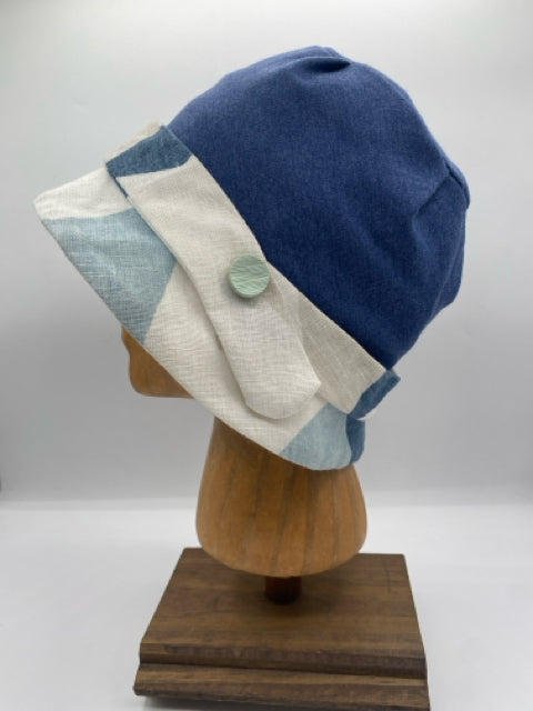 Dark & Light Blue, & Cream Cloche Hat