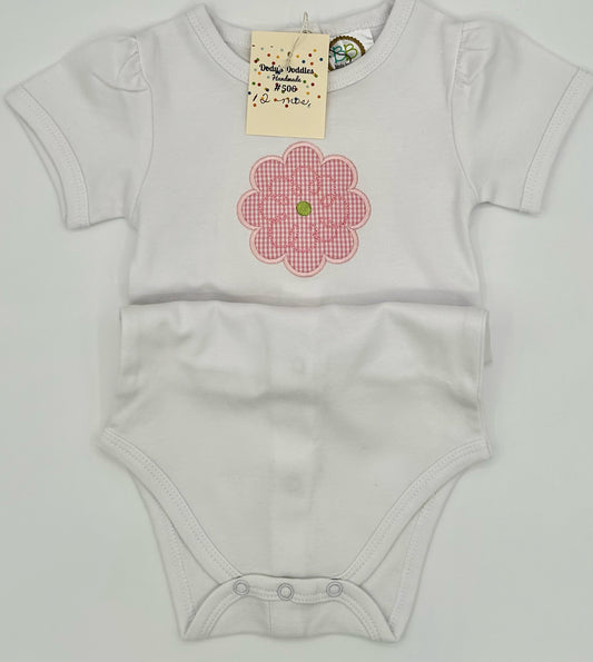 12 M Onesie - White w/Flower Applique