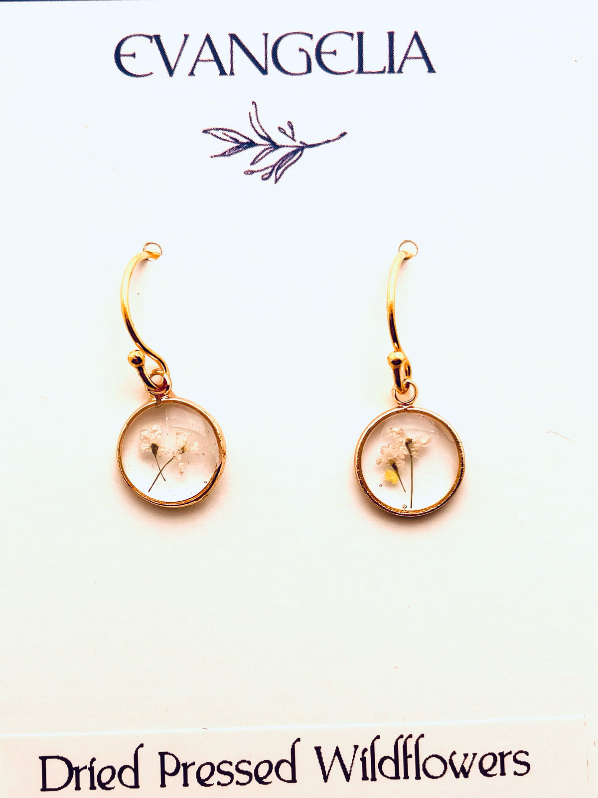 Dried Pressed FlowerEarrings, White Flowers