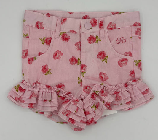 18 M Pink Shorts with Flowers and Ruffles