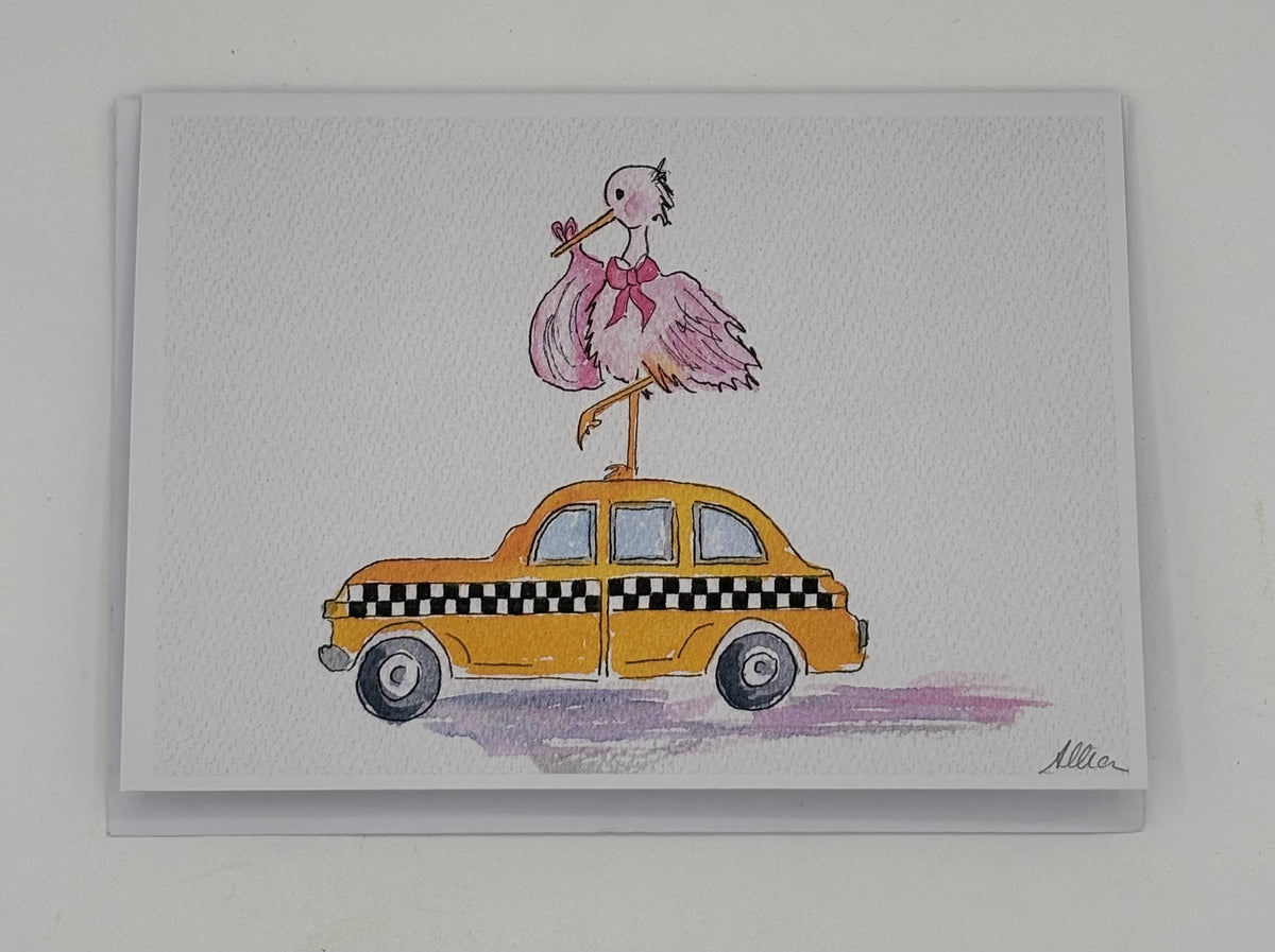 Pink Baby Cab - New Baby Card