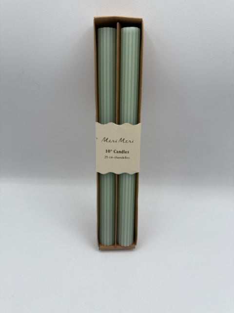 Boxed Pair of Seafoam Green Table Candles