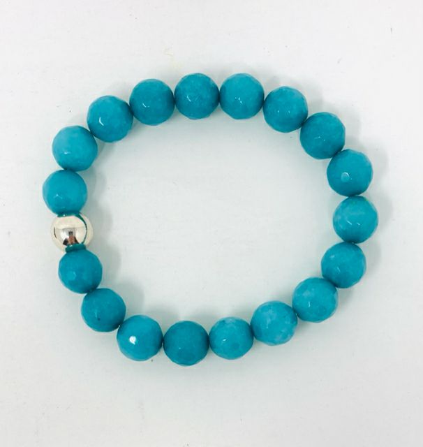 Faceted Teal Jade Bracelet