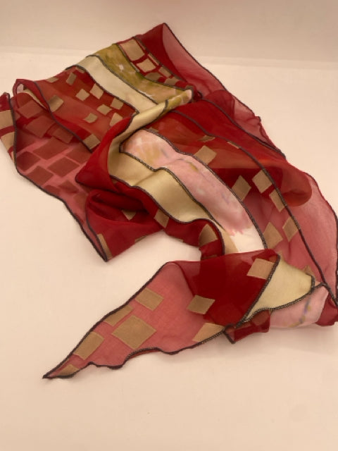 Rust Silk Collage Scarf